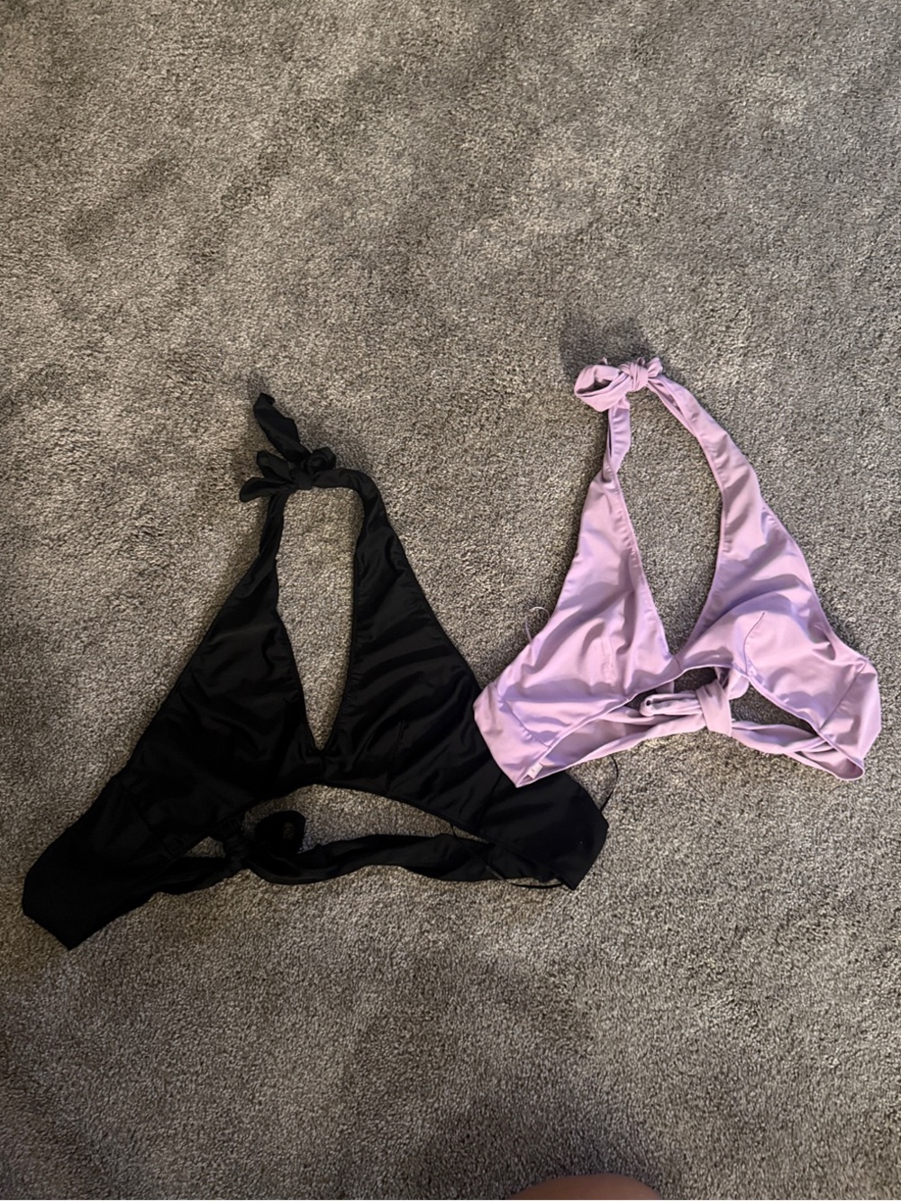 Black Halter Tie Top and Lilac Halter Tie Top